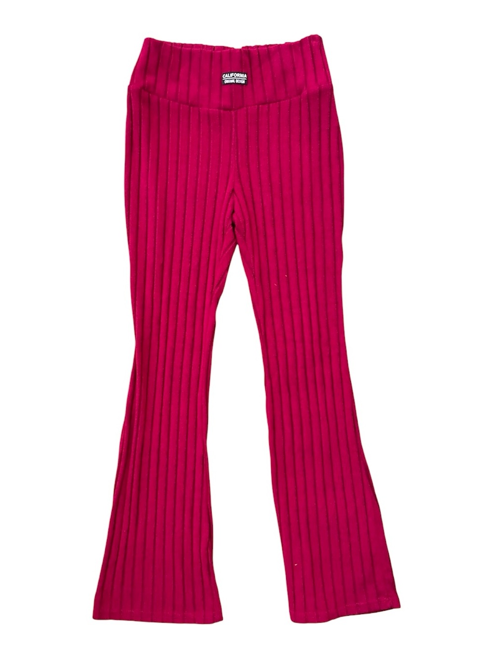 California Original Design Super Soft Ribbed Flared Leggings Maroon Size S
